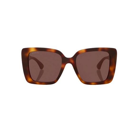 New GUCCI Sunglasses Brown Tortoise Shell Gold Metal GG Web Arms Square Womens - Picture 3 of 7